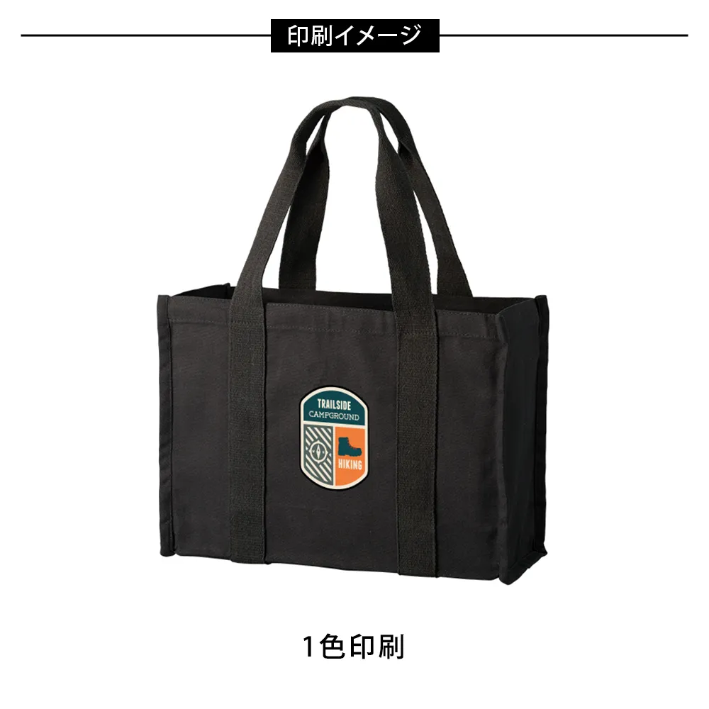 オーガニックコットンキャンバススクエアライントート　ナイトブラック