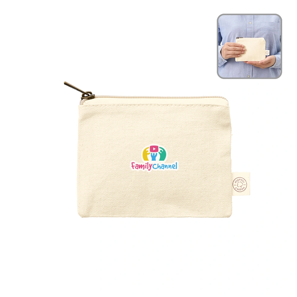 オーガニックコットンキャンバスフラットポーチ(SS)ナチュラル