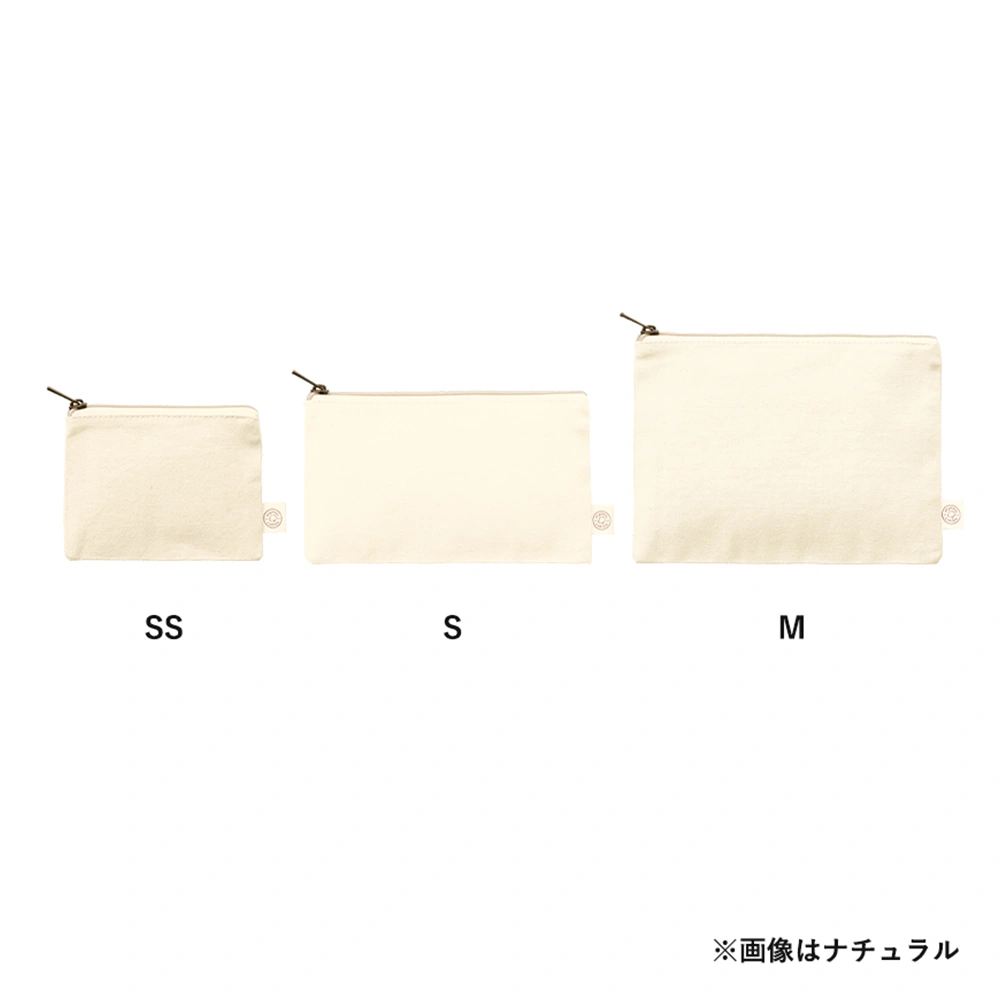 オーガニックコットンキャンバスフラットポーチ(SS)ナチュラル