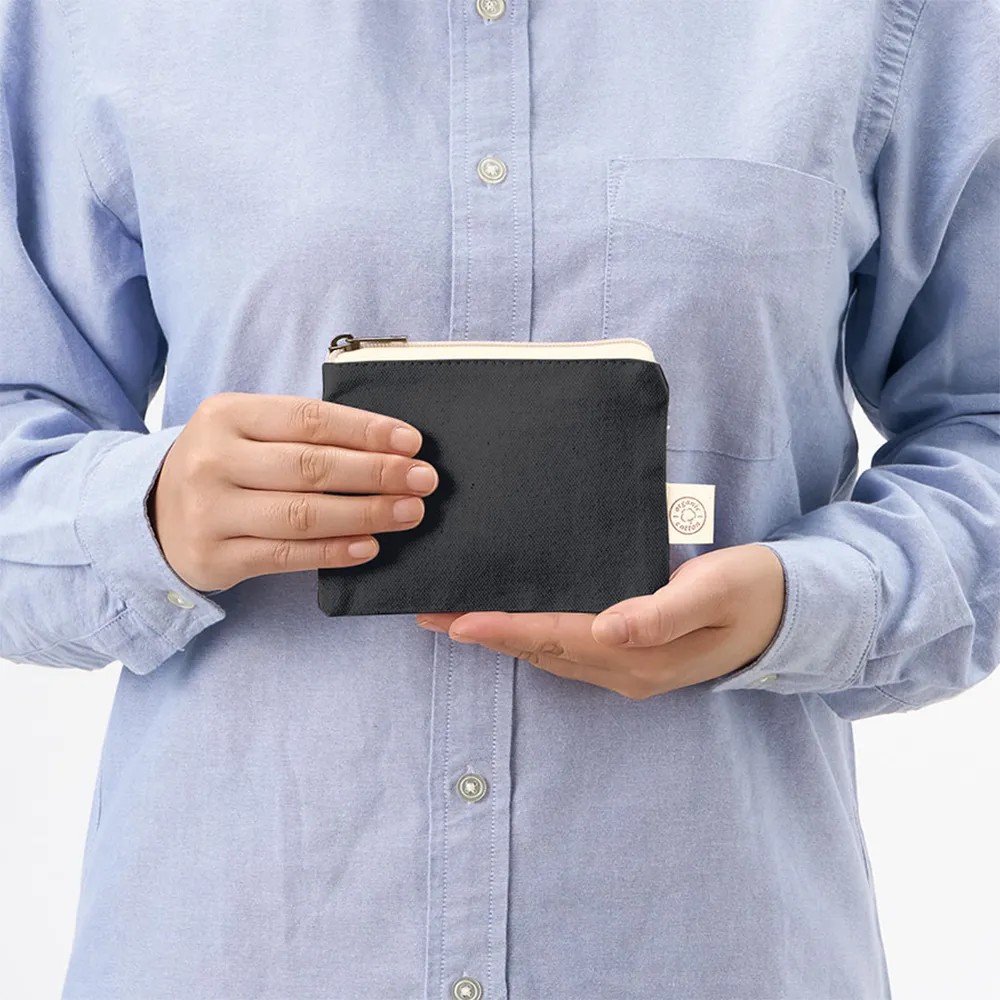 オーガニックコットンキャンバスフラットポーチ(SS)ナイトブラック