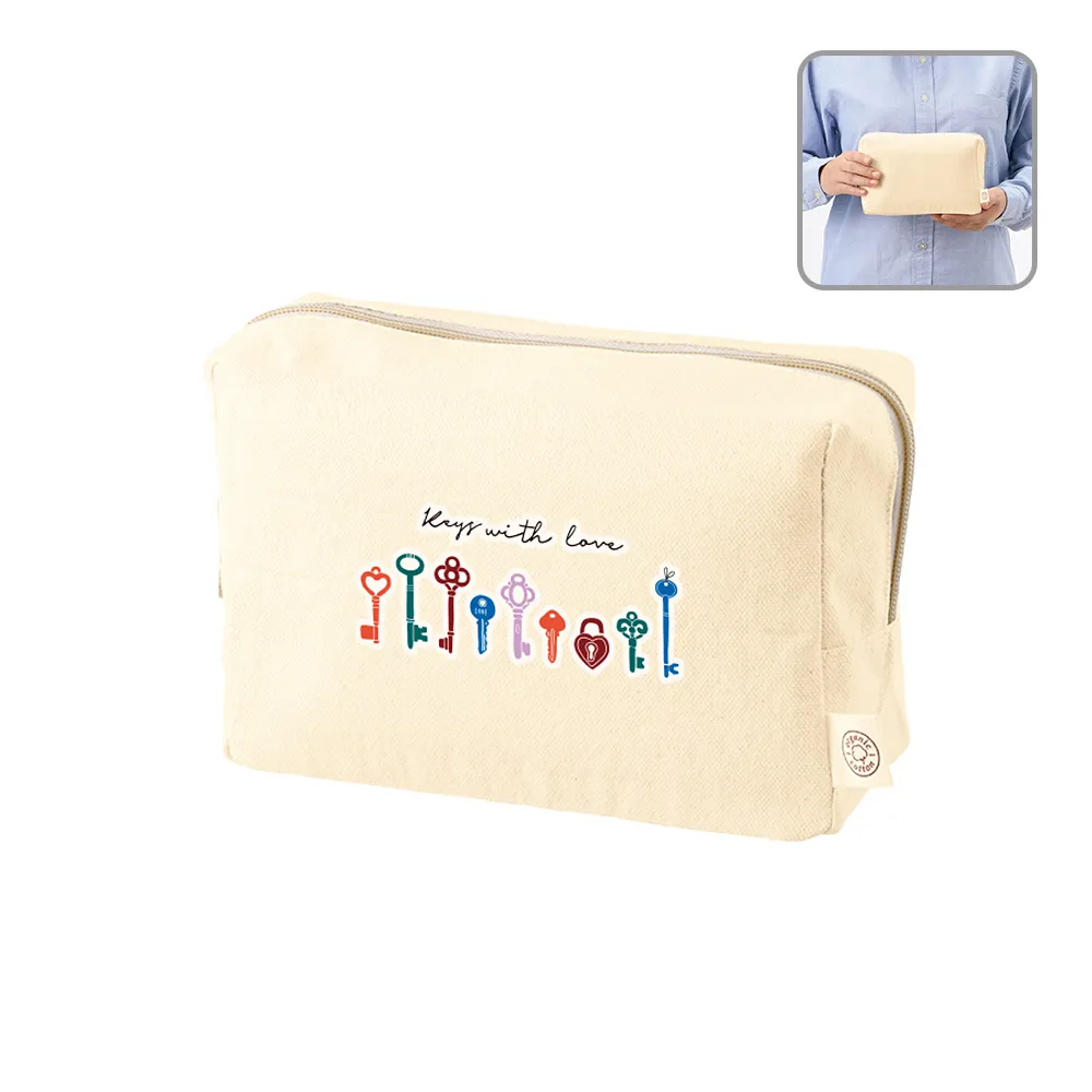 オーガニックコットンキャンバスファスナーポーチナチュラル