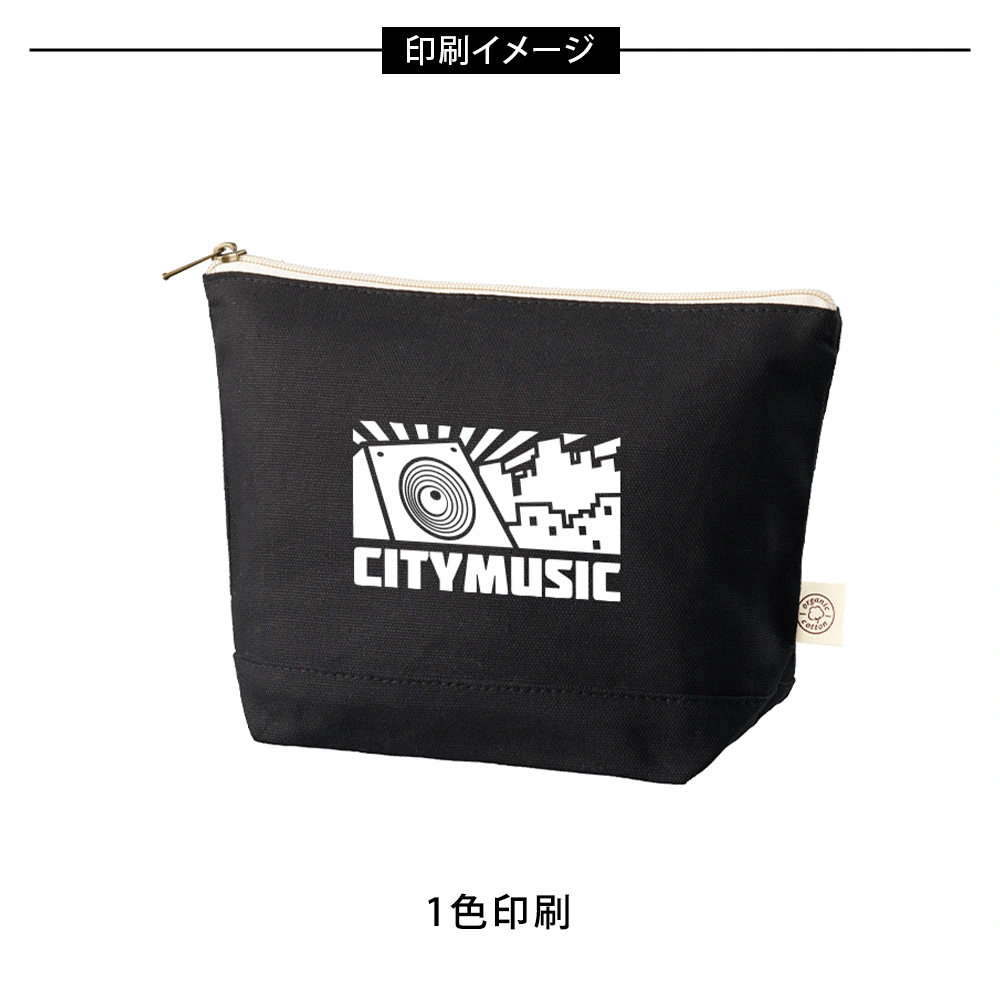 オーガニックコットンキャンバスデイリーポーチ(M)ナイトブラック