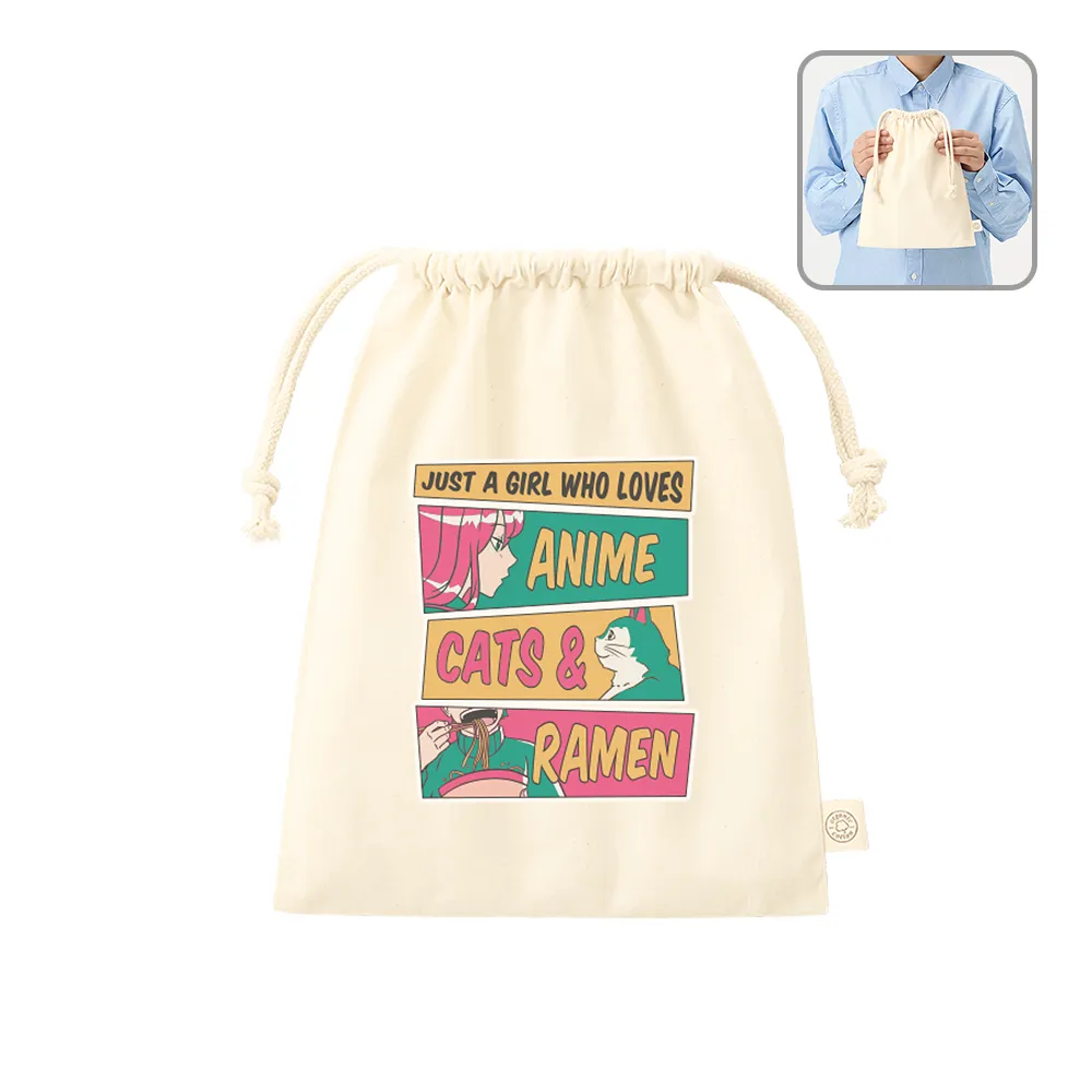 オーガニックコットン巾着(M)ナチュラル