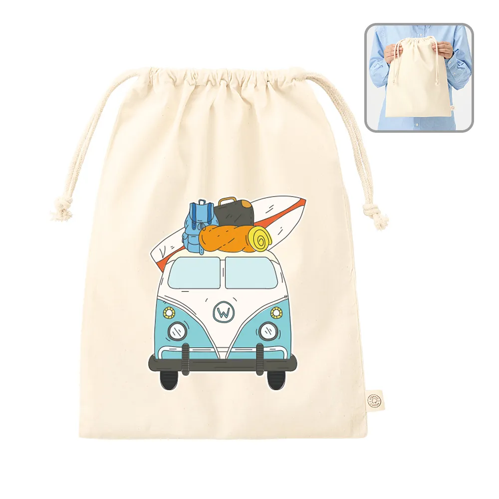 オーガニックコットン巾着(L)ナチュラル