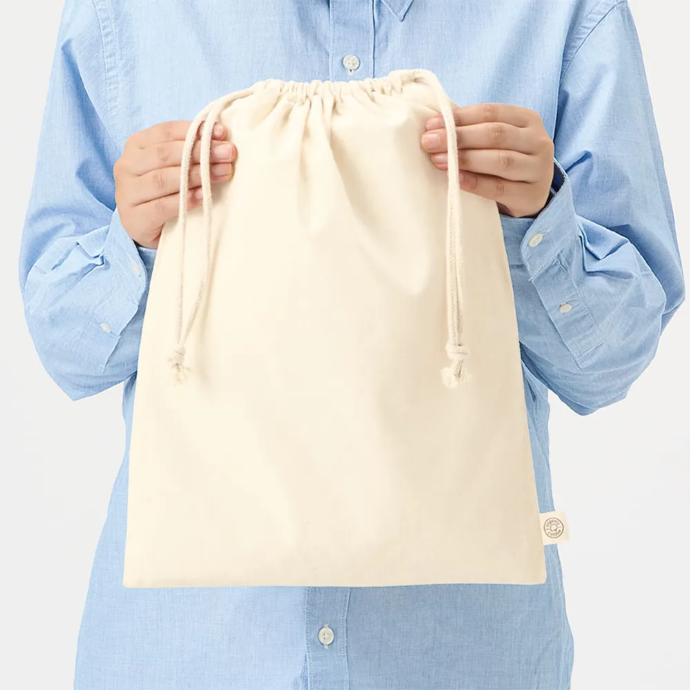 オーガニックコットン巾着(L)ナチュラル