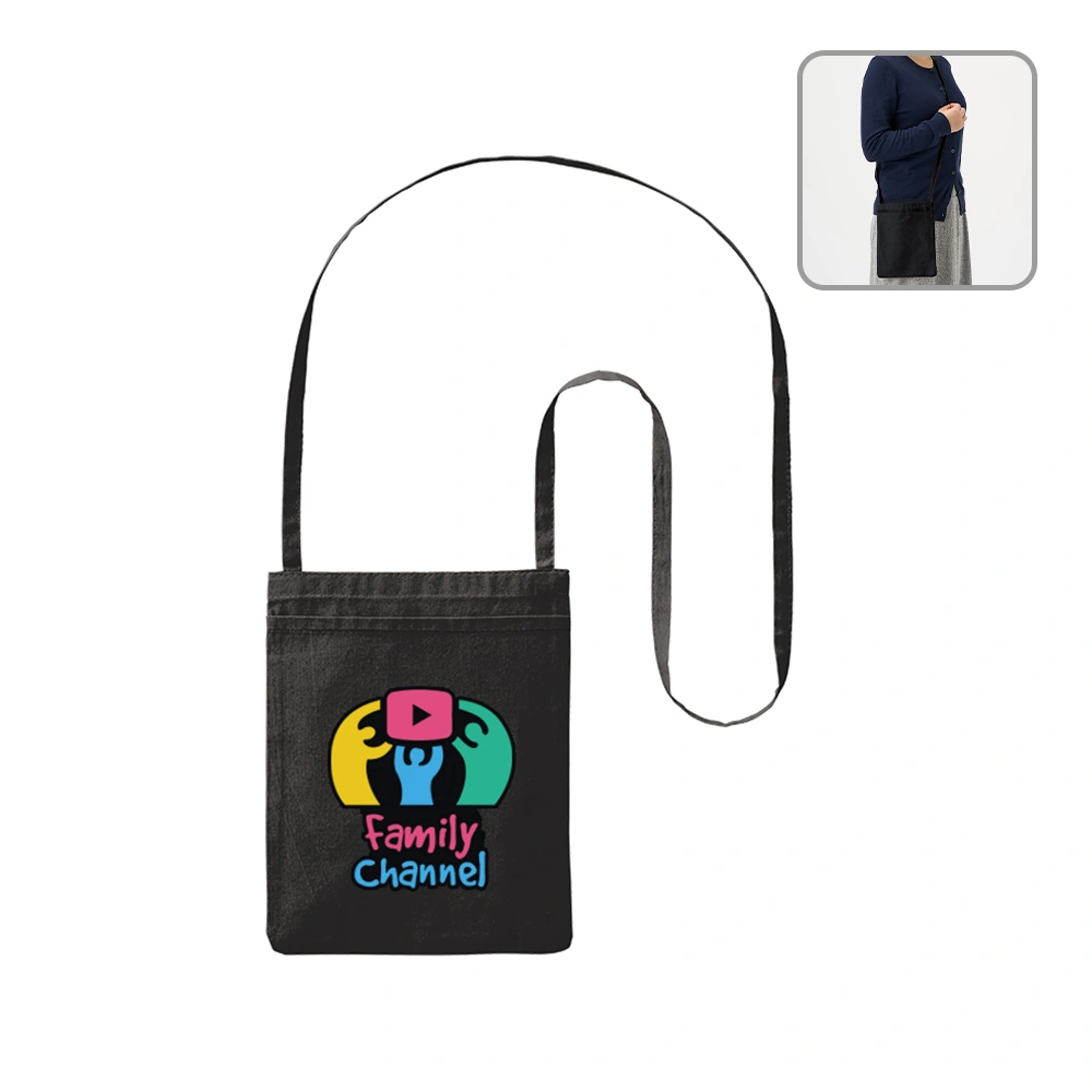 オーガニック厚手コットン　ポケットサコッシュブラック