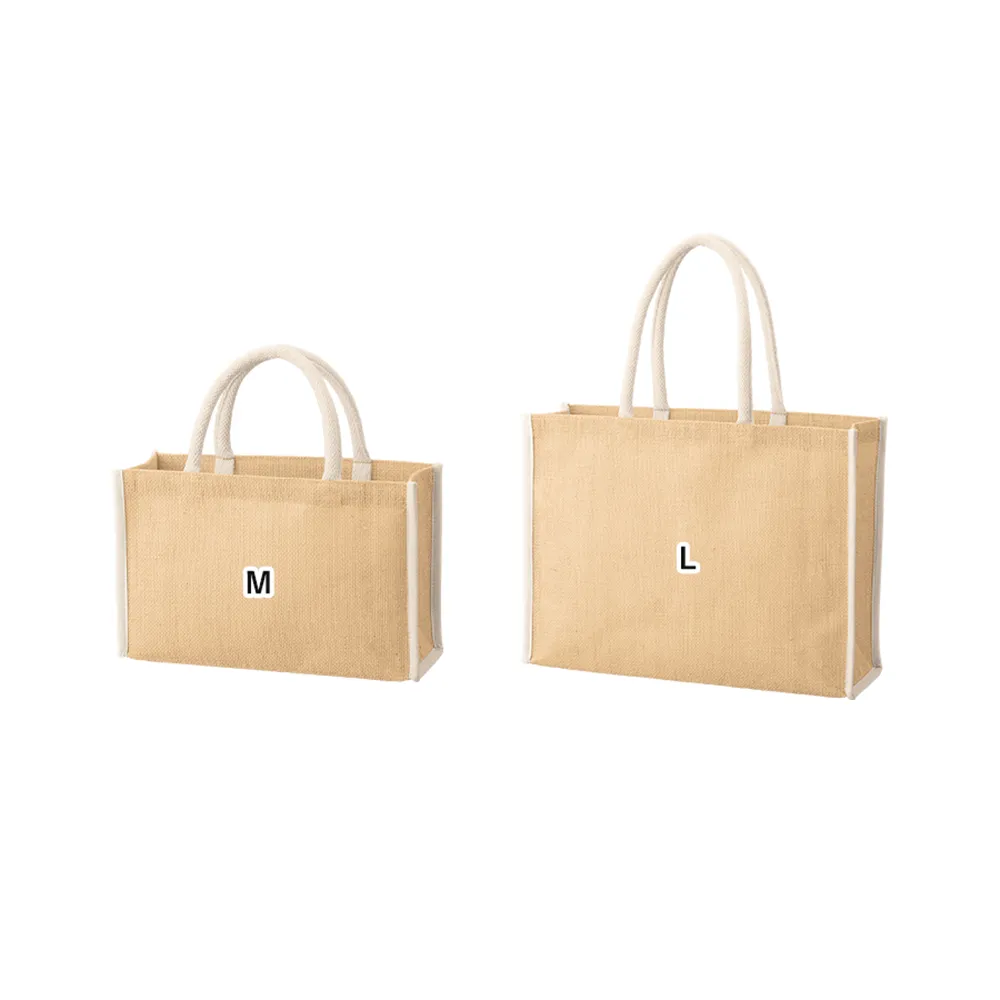 ジュートスクエアパイピングトート(L)