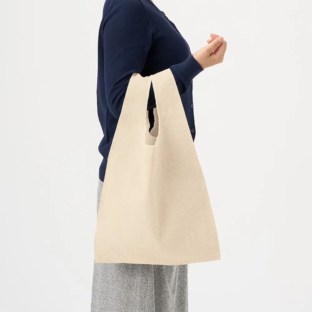 コットンリネンマルシェバッグ(M)　ナチュラルベージュ