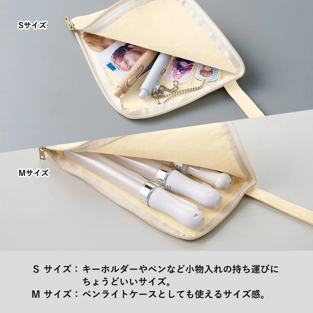 キャンバスL字ファスナーフラットポーチ(M)ナチュラル