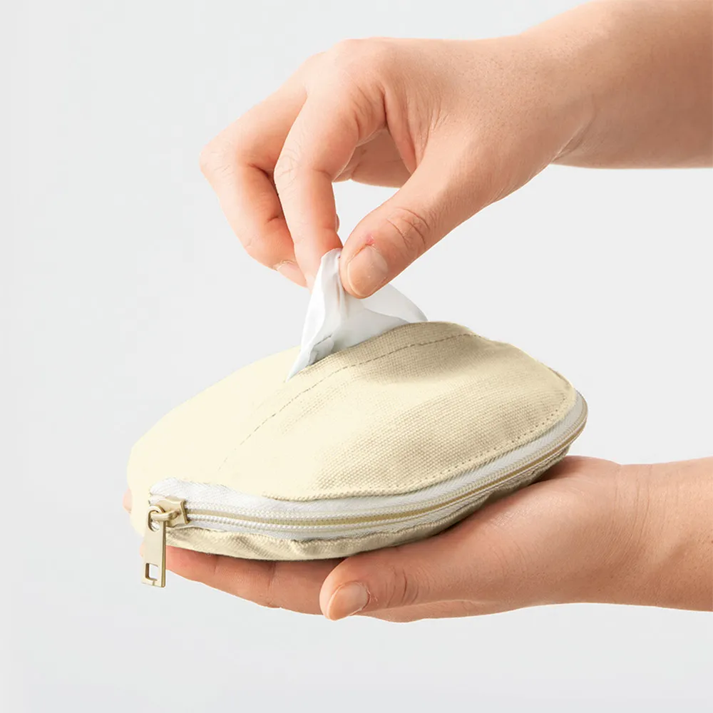 キャンバスラウンドティッシュポーチナチュラル