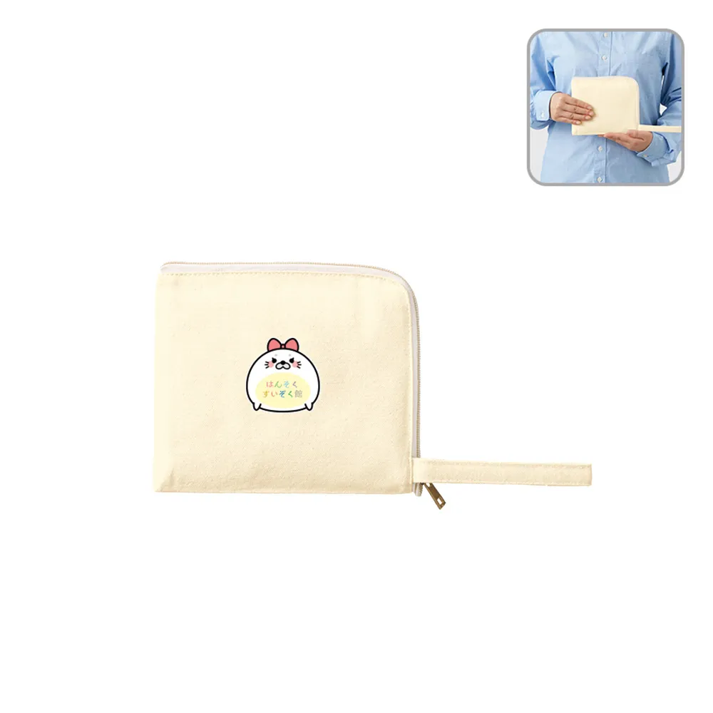 キャンバスL字ファスナーフラットポーチ(S)ナチュラル