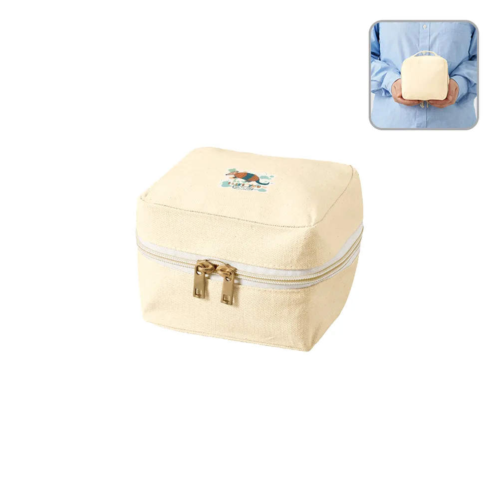 キャンバススクエアファスナーポーチ(S)ナチュラル