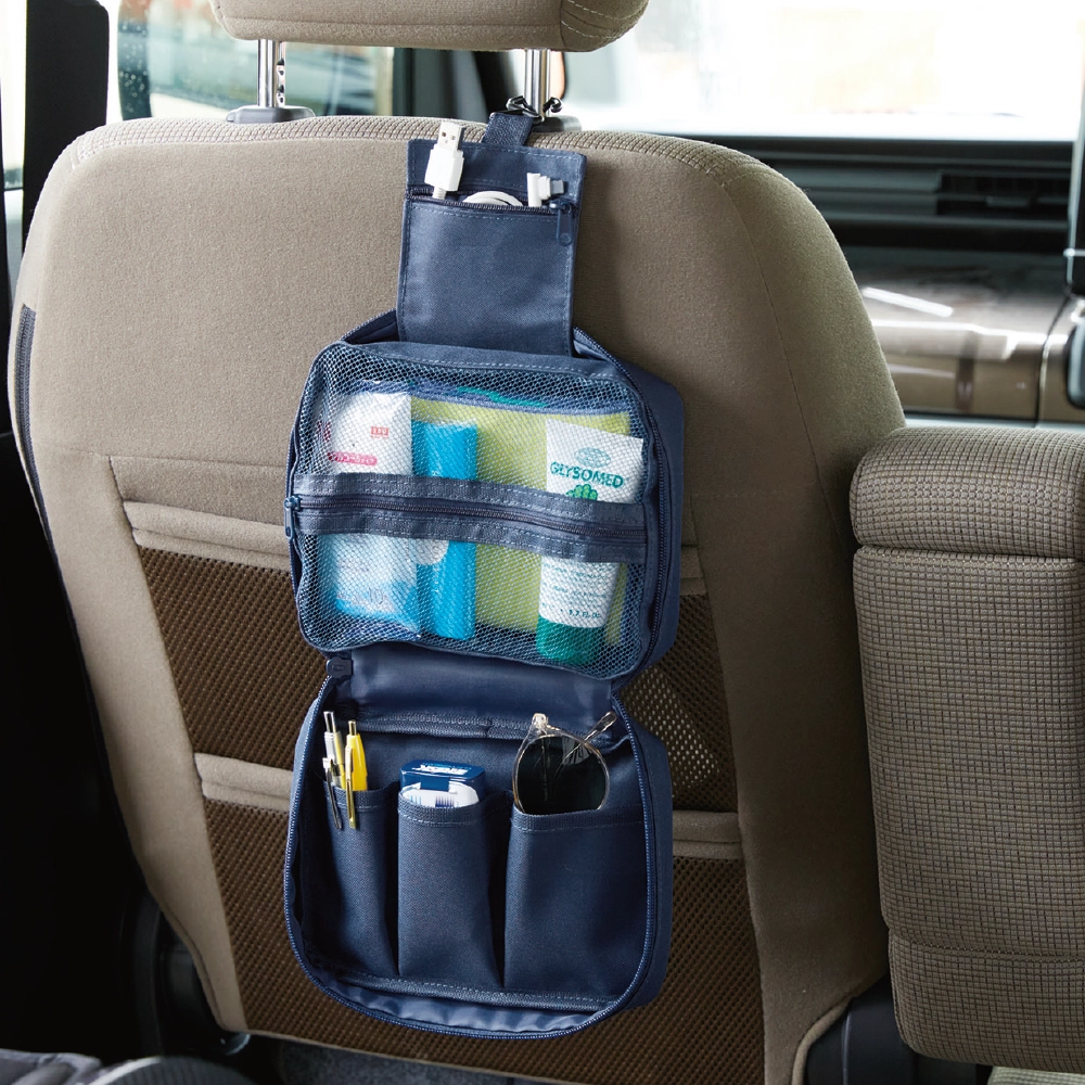 パッと開く！どこでもつり下げ収納ポーチ