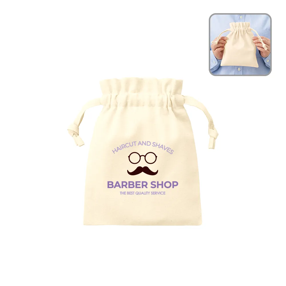 厚手コットンフリル巾着ナチュラル(S)