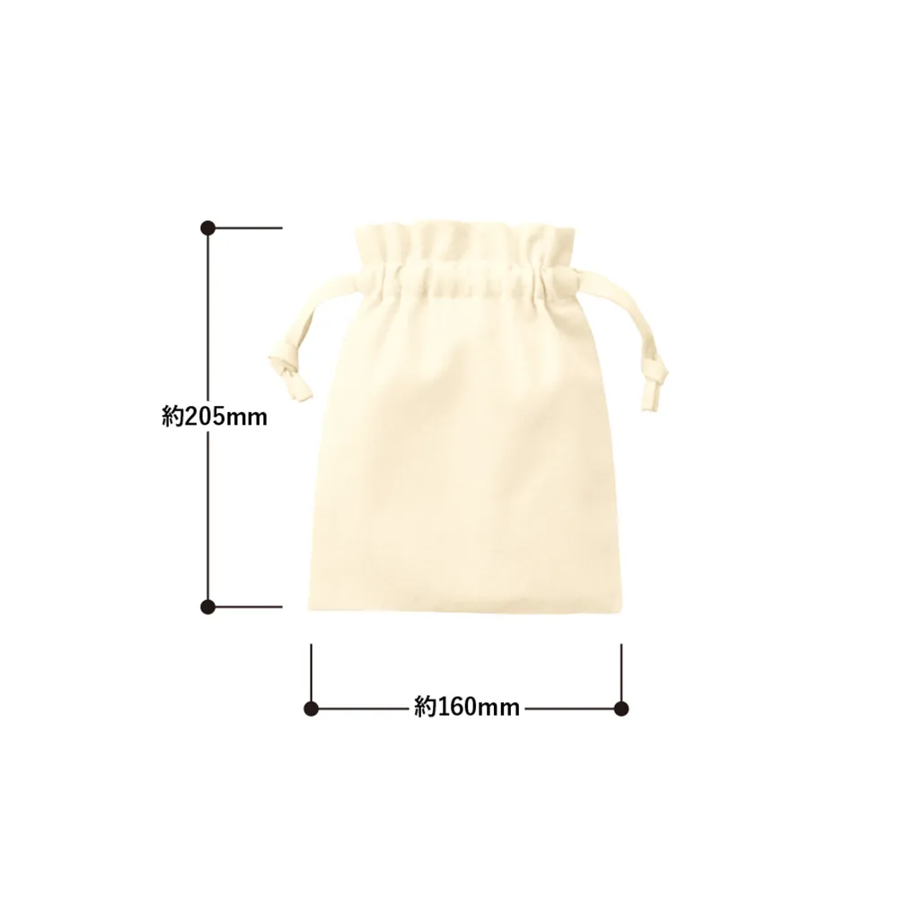 厚手コットンフリル巾着ナチュラル(S)
