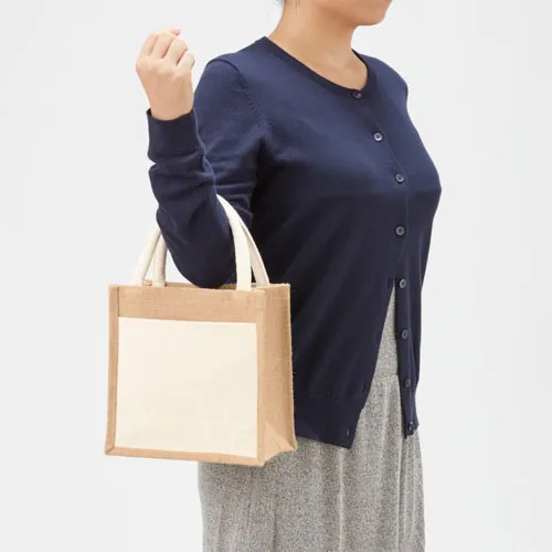 ジュート＆キャンバスポケットトート(S)ナチュラル