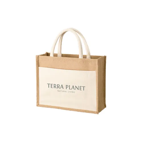 ジュート＆キャンバスポケットトート(M)ナチュラル