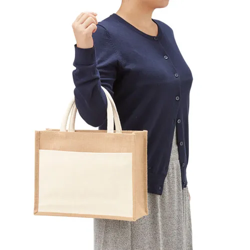 ジュート＆キャンバスポケットトート(M)ナチュラル