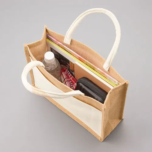 ジュート＆キャンバスポケットトート(M)ナチュラル