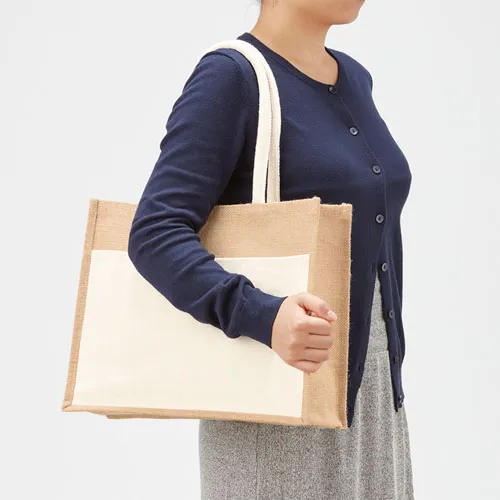 ジュート＆キャンバスポケットトート(L)ナチュラル