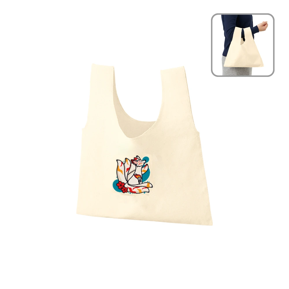 厚手コットンフラットミニマルシェバッグナチュラル