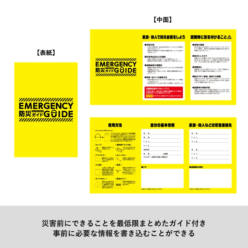 防災緊急10点セット　シートインサコッシュタイプ　ブラック