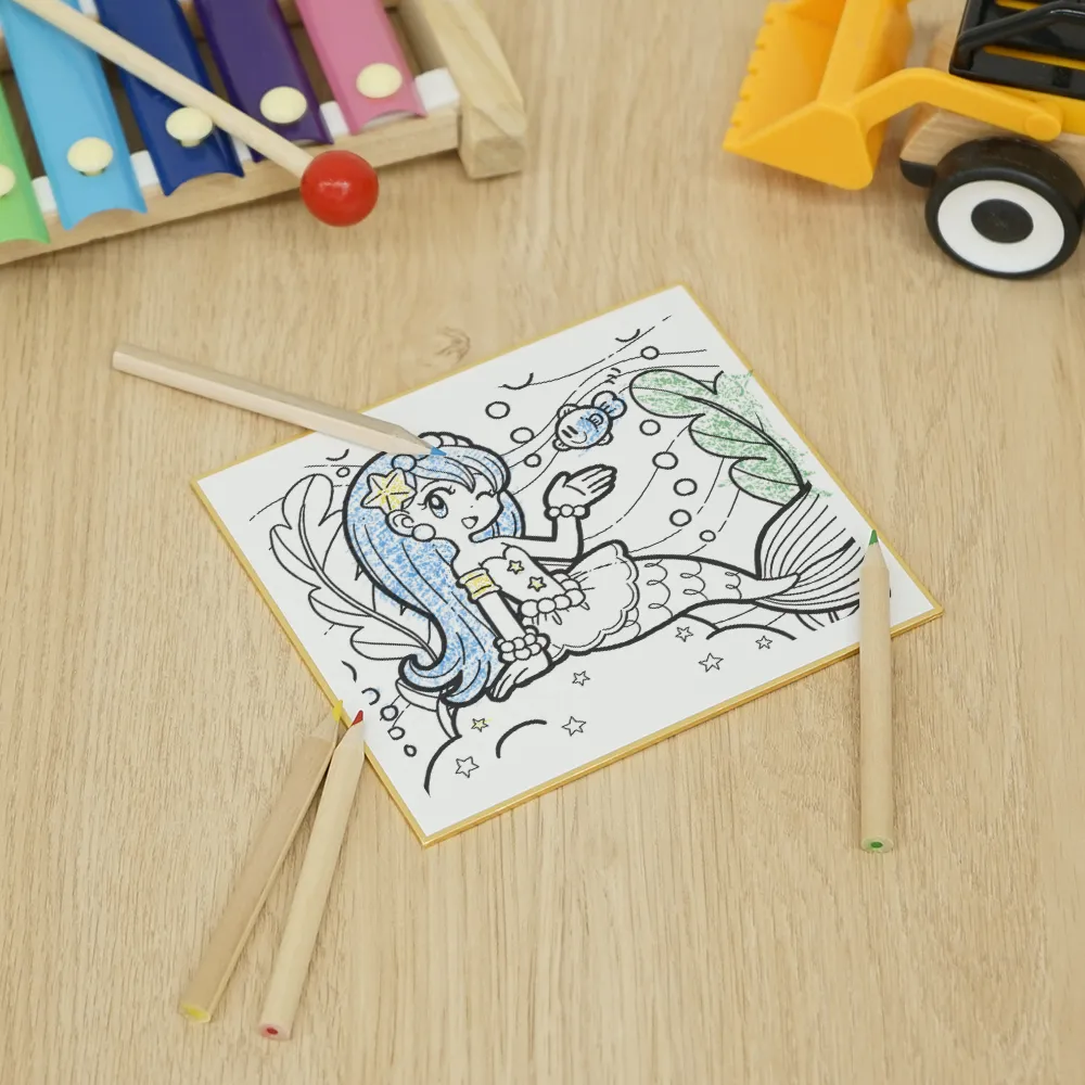 ぬりえ色紙オリジナル(12色色鉛筆付)