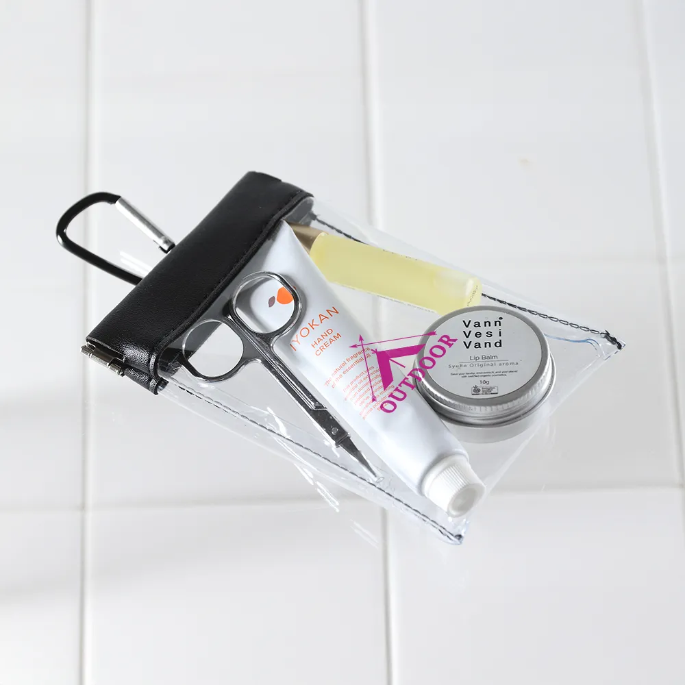 クリアばねぐちポーチ(カラビナ付)