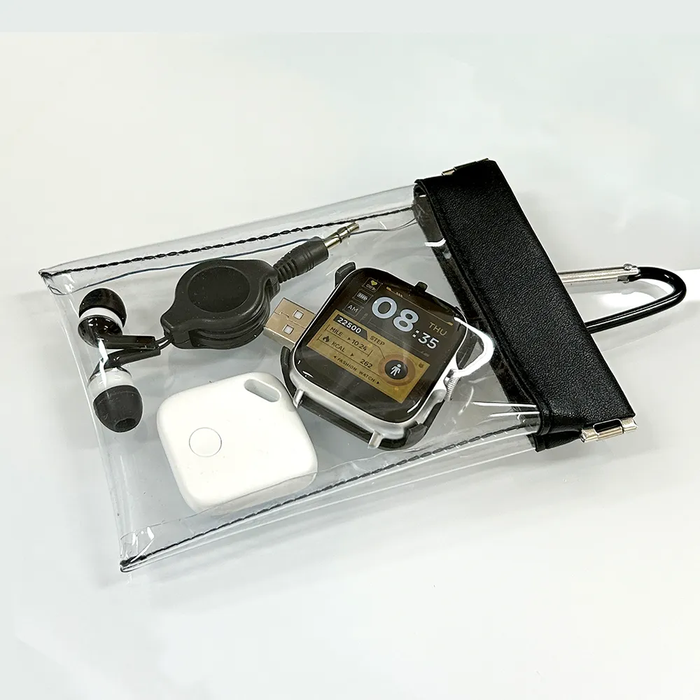 クリアばねぐちポーチ(カラビナ付)