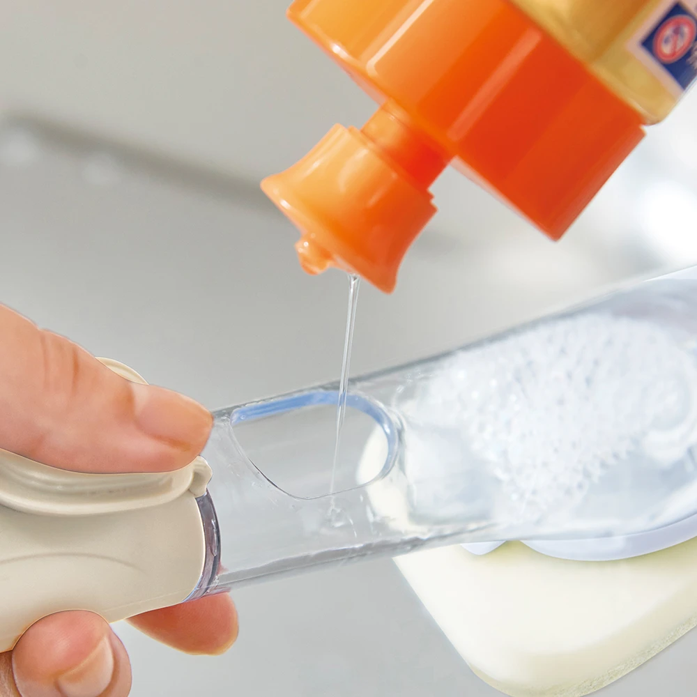 洗剤が出るキッチンお掃除スポンジ＆ブラシ