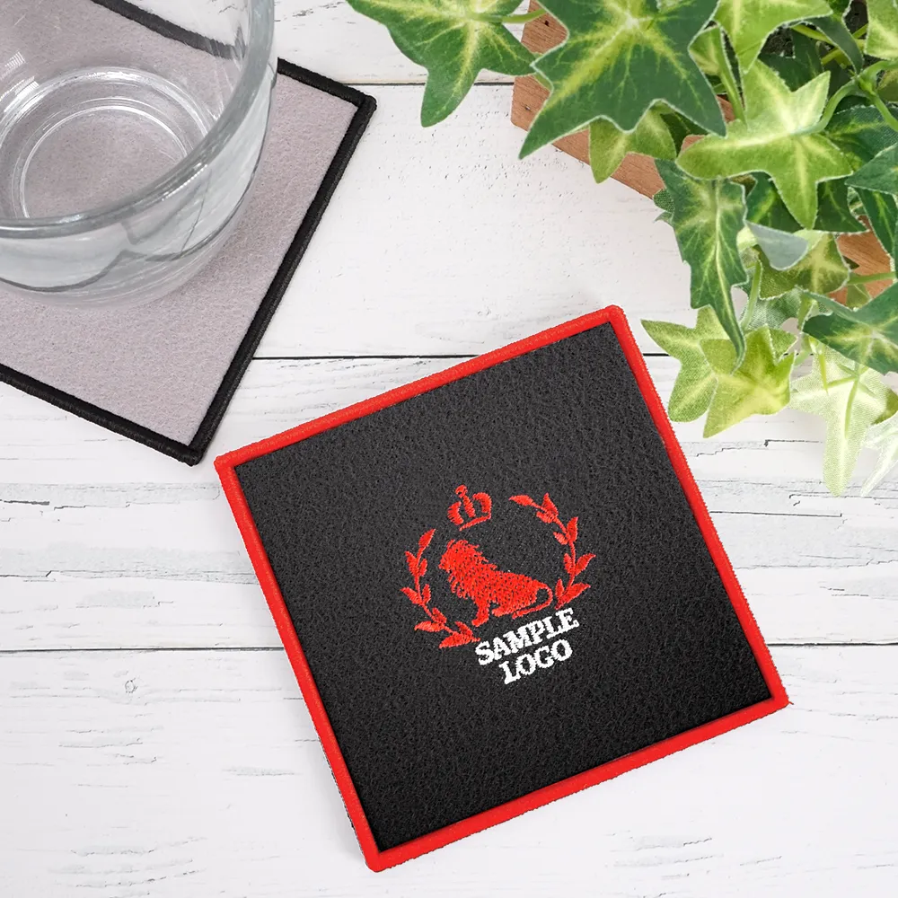 オリジナル刺繍コースター(四角型)(オーバーロック仕上げ)