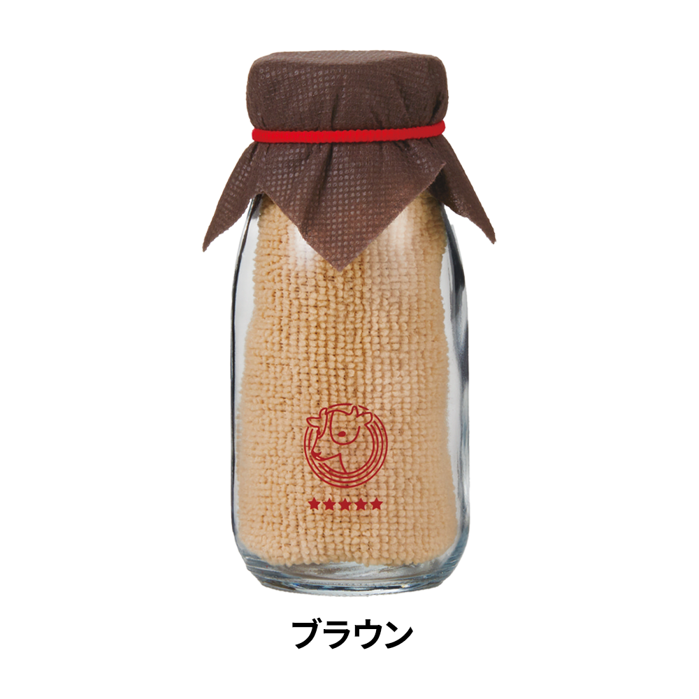 牛乳瓶入りハンカチタオル