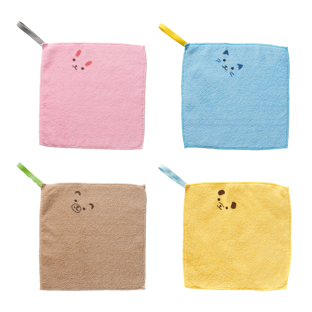 ループ付 なかよしアニマルハンカチタオル