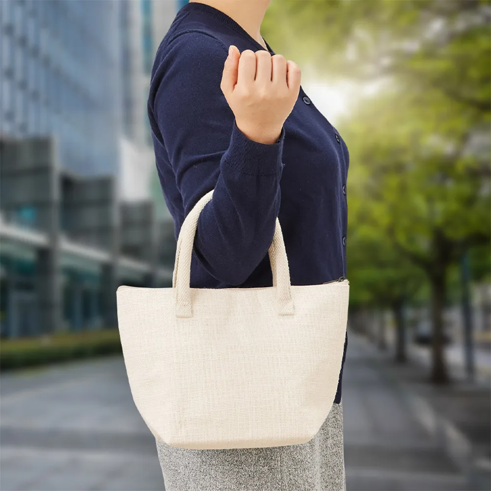 ジュート保冷ランチトート ナチュラルホワイト