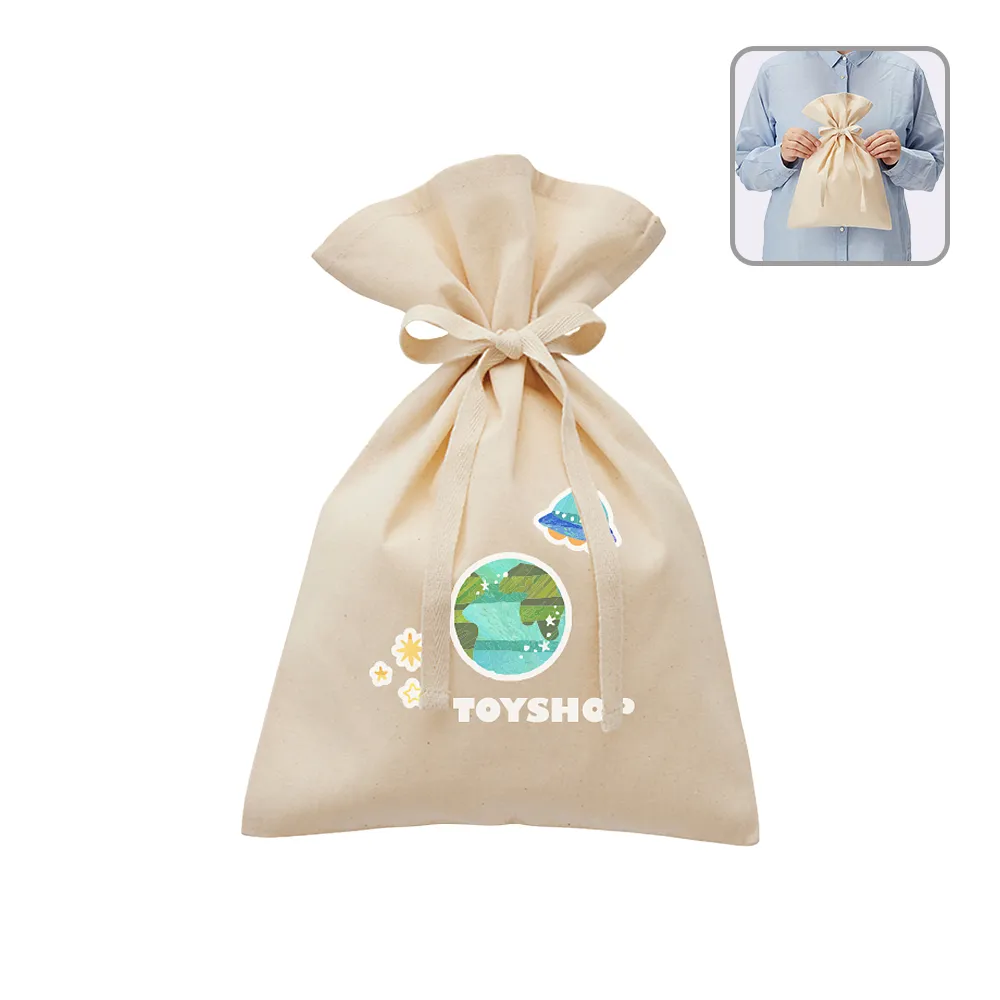 厚手コットンラッピング巾着(M)ナチュラル