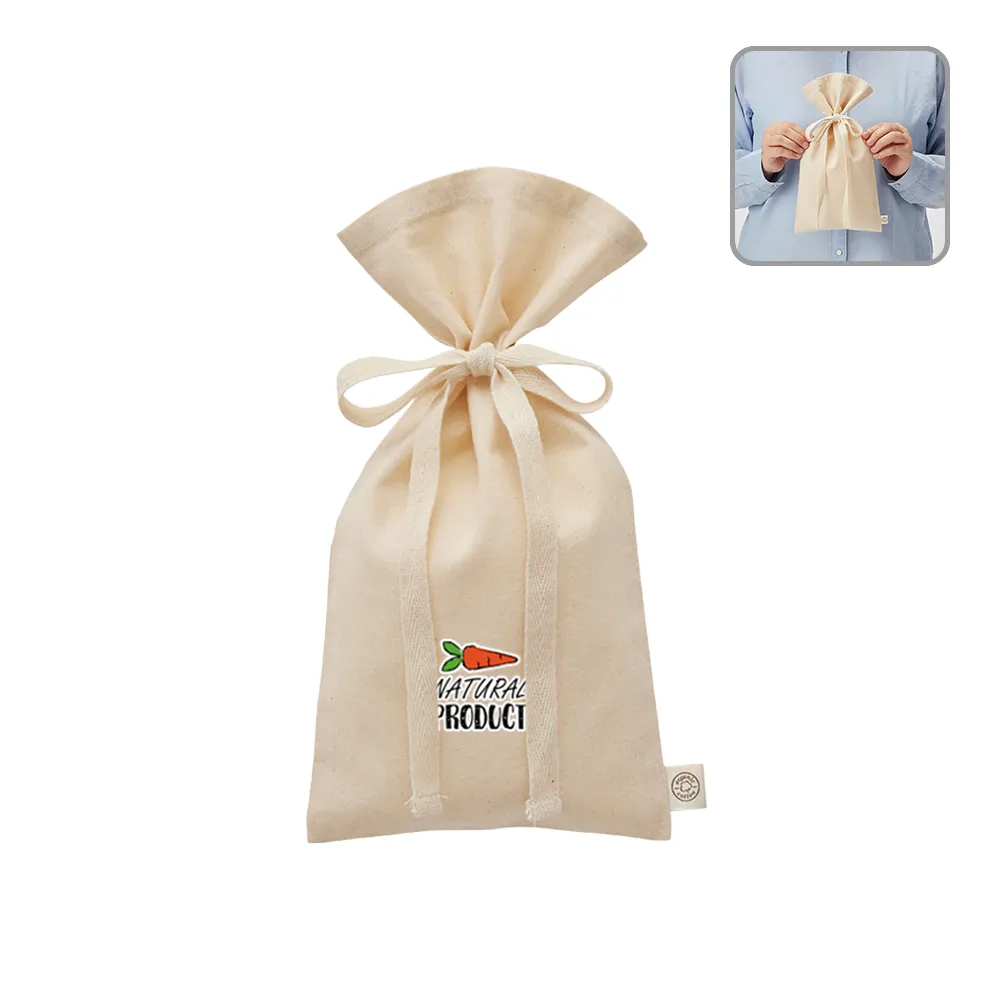 オーガニックコットンラッピング巾着(S)ナチュラル