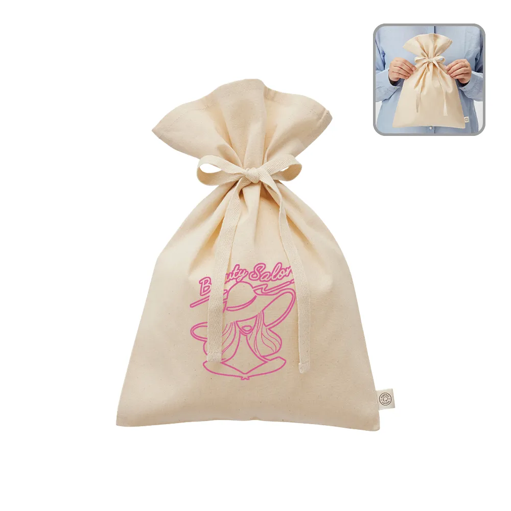 オーガニックコットンラッピング巾着(M)ナチュラル