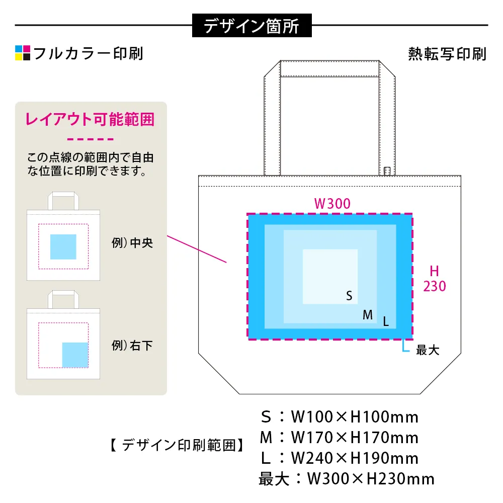キャンバストート(L) インナーポケット付 カラー
